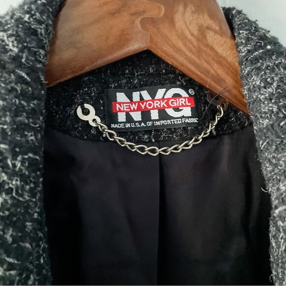 Vintage 80s marled wool double breasted pea coat leather shoulders size medium M - Picture 7 of 10